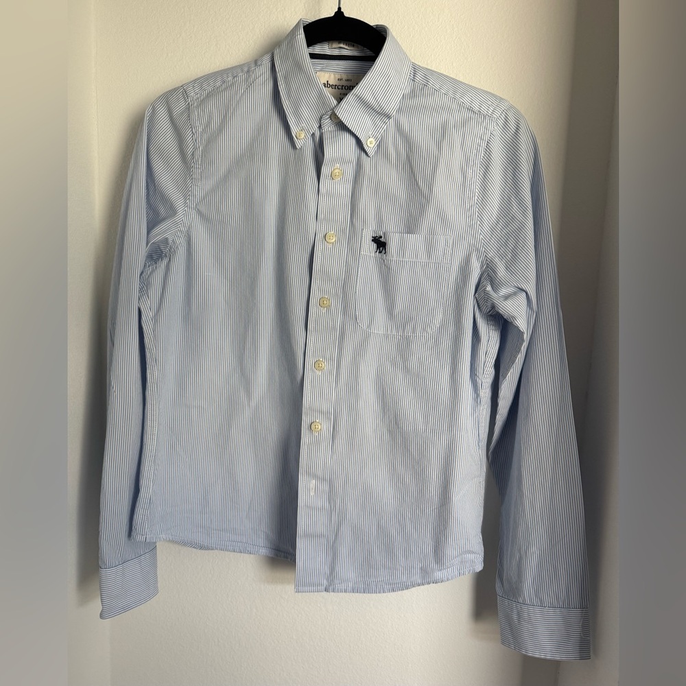Abercrombie & Fitch Kids Light Blue Pinstripe Shirt